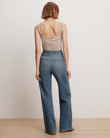 Veronica Beard | Taylor Godet Wide-Leg Jean in Sneak Peek Sneak Peek