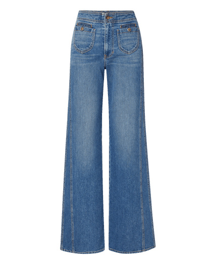 Veronica Beard | Taylor Godet Wide-Leg Jean in Sneak Peek Sneak Peek