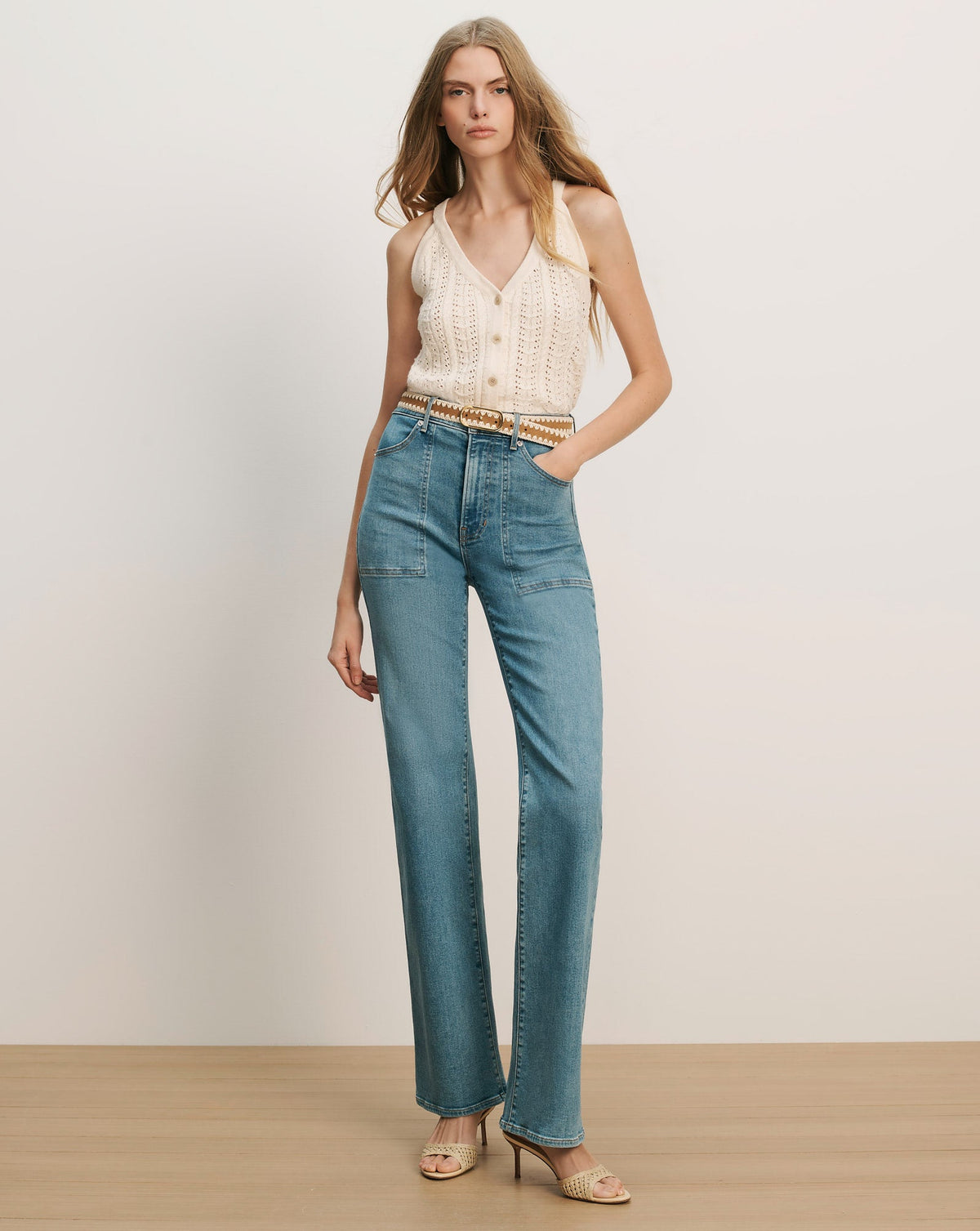 Veronica Beard | Leonora Pointelle Tank Top in Ecru Ecru