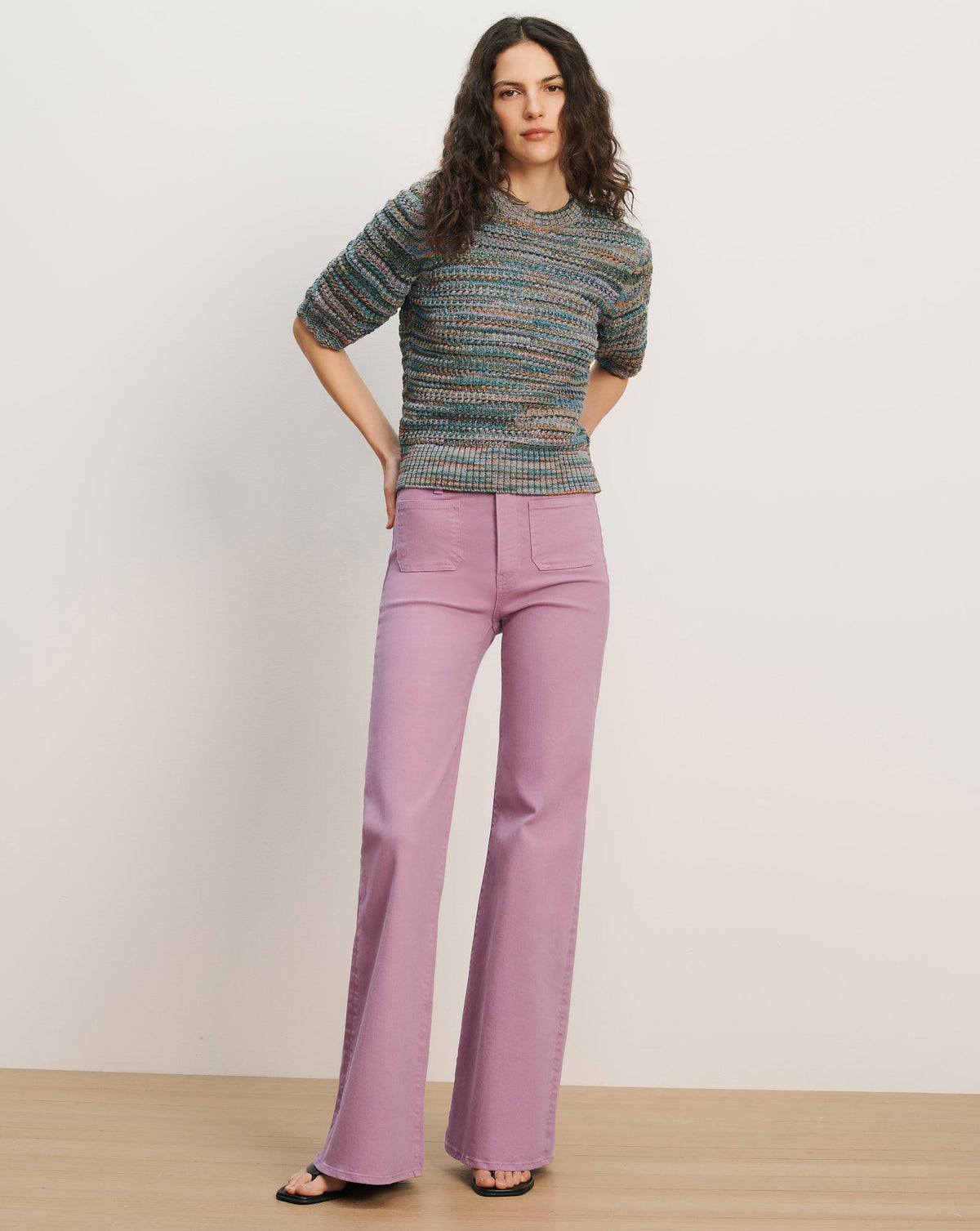 Veronica Beard | Joplin Patch-Pocket Flare Jean in Light Purple Orchid Haze