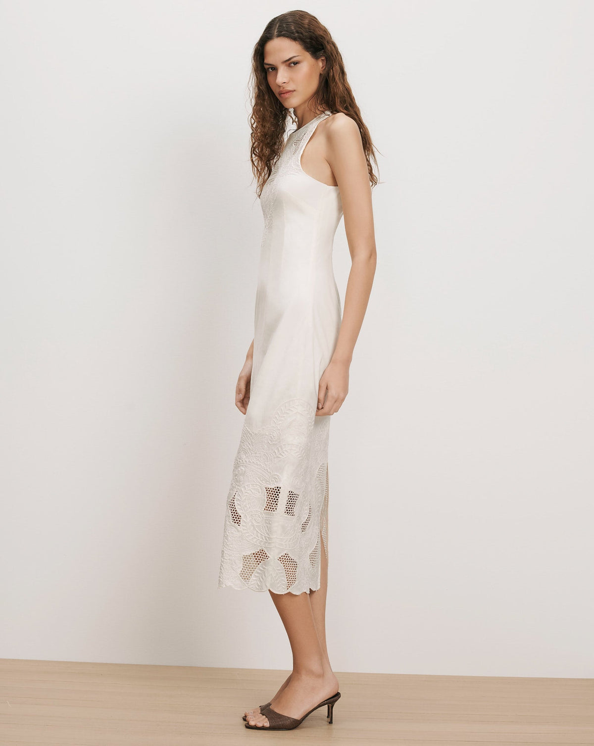 Veronica Beard | Upten Eyelet Midi Dress in Dove White Dove White