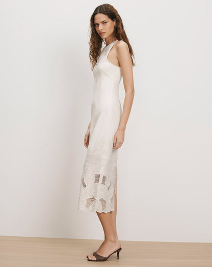 Veronica Beard | Upten Eyelet Midi Dress in Dove White Dove White
