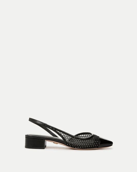Veronica Beard | Cecile Rhinestone Mesh Cap-Toe Slingback in Black Rhinestone Black Rhinestone