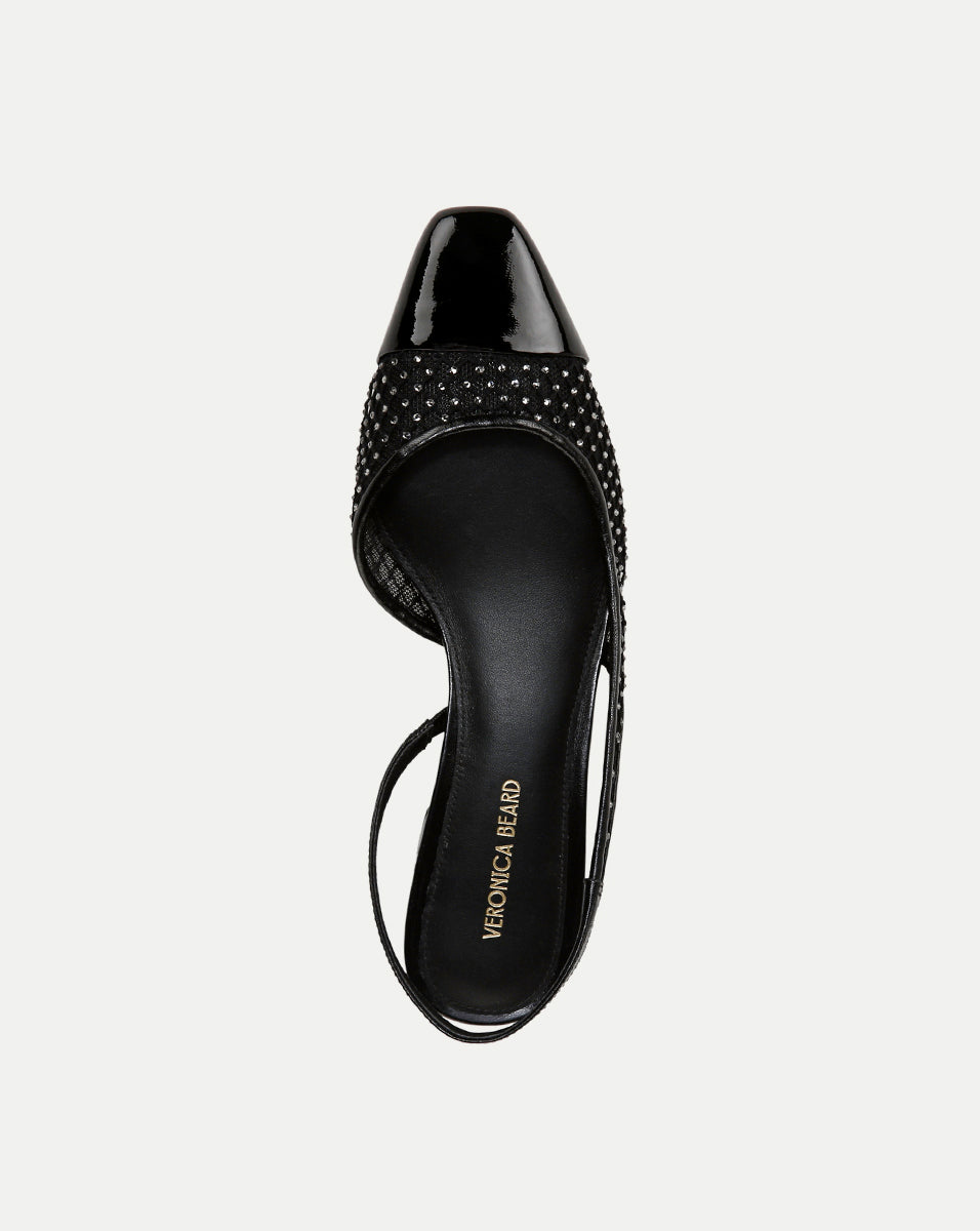 Veronica Beard | Cecile Rhinestone Mesh Cap-Toe Slingback in Black Rhinestone Black Rhinestone