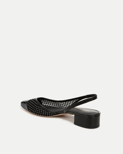 Veronica Beard | Cecile Rhinestone Mesh Cap-Toe Slingback in Black Rhinestone Black Rhinestone