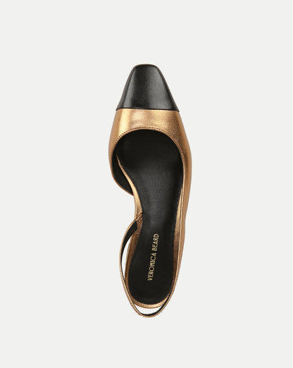 Veronica Beard | Cecile Cap-Toe Leather Slingback Gold/Black