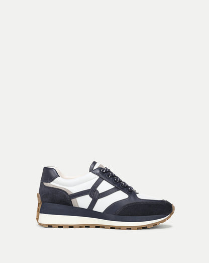 Veronica Beard | Valentina Suede Sneaker in Navy & White Multi Navy Multi