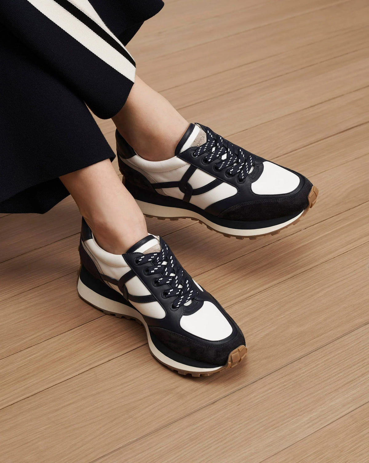 Veronica Beard | Valentina Suede Sneaker in Navy & White Multi Navy Multi
