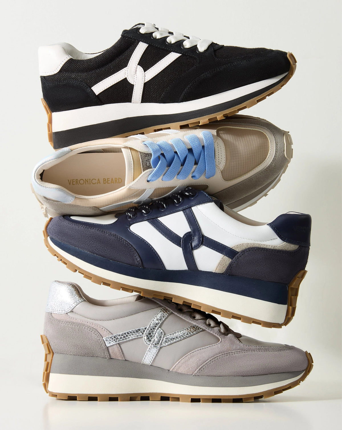 Veronica Beard | Valentina Suede Sneaker in Grey, Pink & Silver Multi Grey Multi