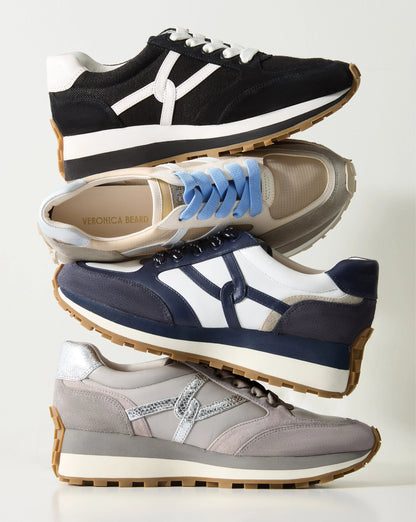 Veronica Beard | Valentina Suede Sneaker in Grey, Pink & Silver Multi Grey Multi