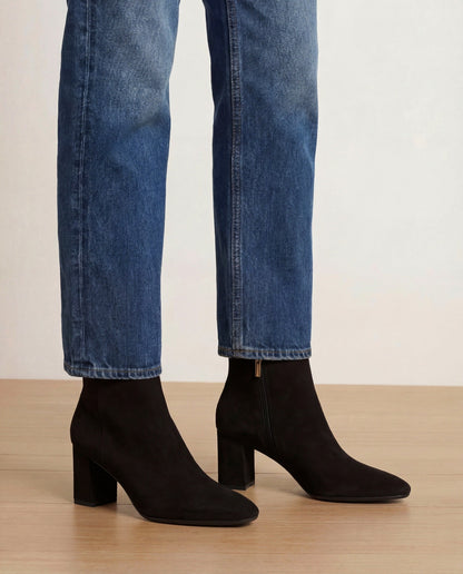 Veronica Beard | Cera Suede Ankle Boot in Black Black
