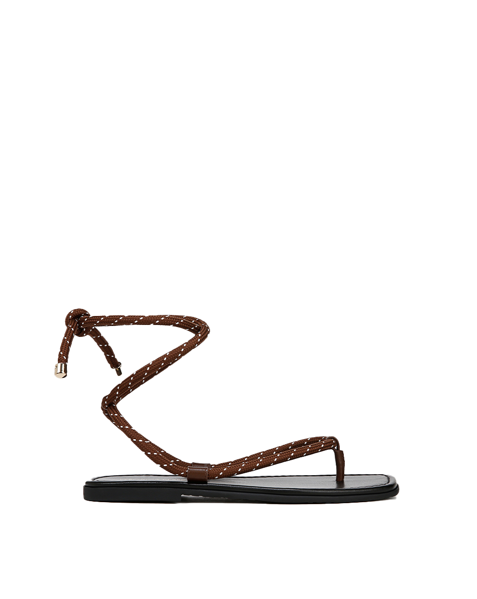 Veronica Beard | Carmina Cord Wrap Sandal in Cedar/Coconut Cedar/Coconut