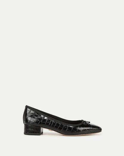 Veronica Beard | Cecile Croc-Embossed Ballet Pump in Black Black Croc