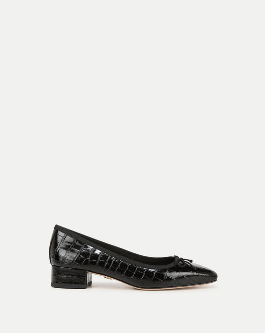 Veronica Beard | Cecile Croc-Embossed Ballet Pump in Black Black Croc
