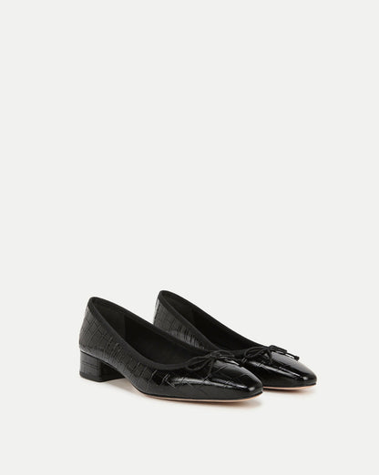 Veronica Beard | Cecile Croc-Embossed Ballet Pump in Black Black Croc