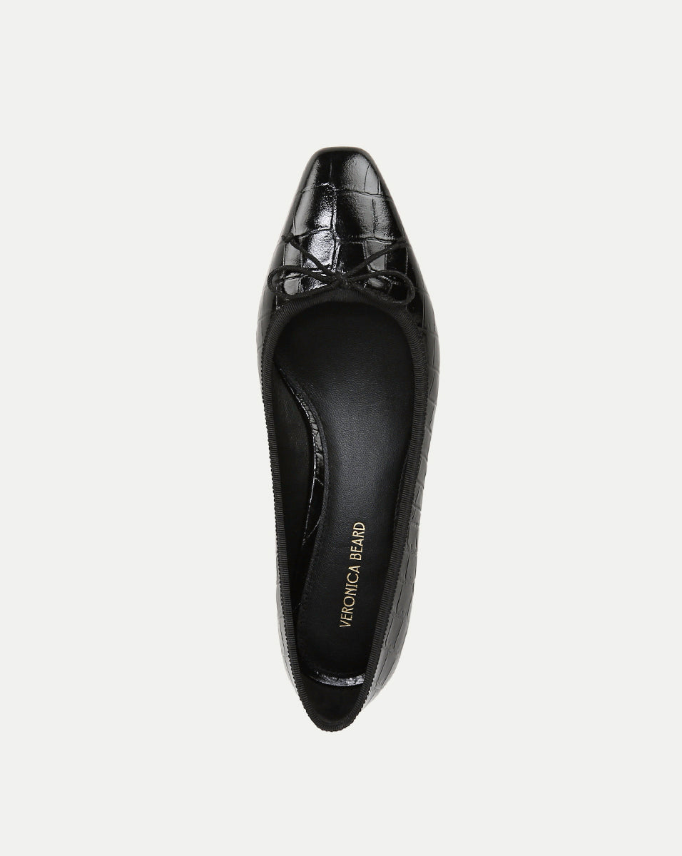 Veronica Beard | Cecile Croc-Embossed Ballet Pump in Black Black Croc