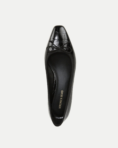Veronica Beard | Cecile Croc-Embossed Ballet Pump in Black Black Croc