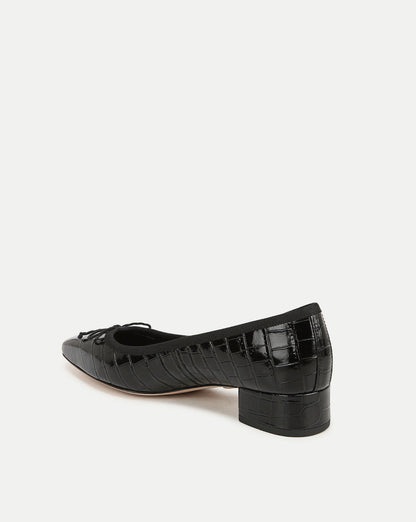 Veronica Beard | Cecile Croc-Embossed Ballet Pump in Black Black Croc