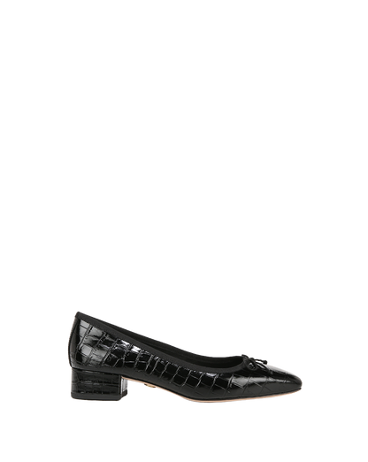 Veronica Beard | Cecile Croc-Embossed Ballet Pump in Black Black Croc