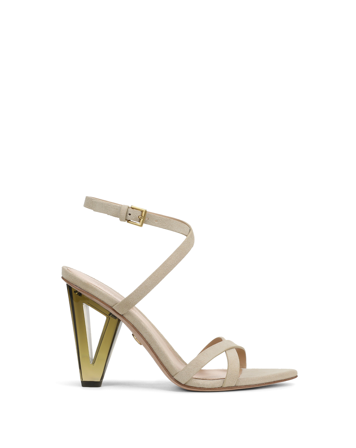 Veronica Beard | Lanaya Suede Ankle-Wrap Sandal in Stone Khaki Stone Khaki