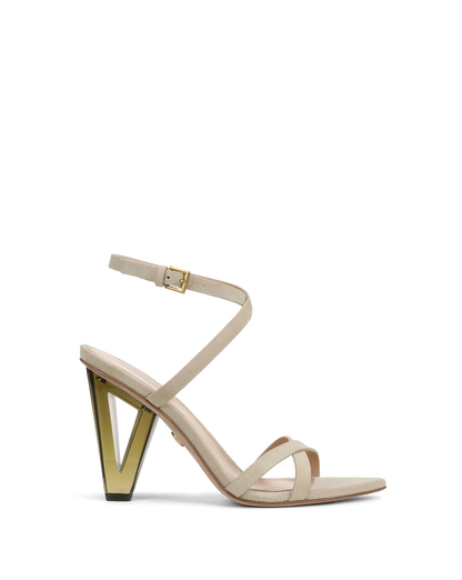 Veronica Beard | Lanaya Suede Ankle-Wrap Sandal in Stone Khaki Stone Khaki