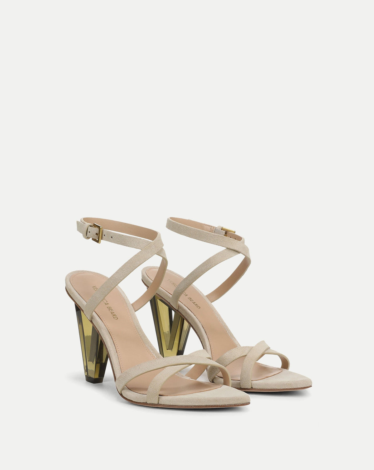 Veronica Beard | Lanaya Suede Ankle-Wrap Sandal in Stone Khaki Stone Khaki