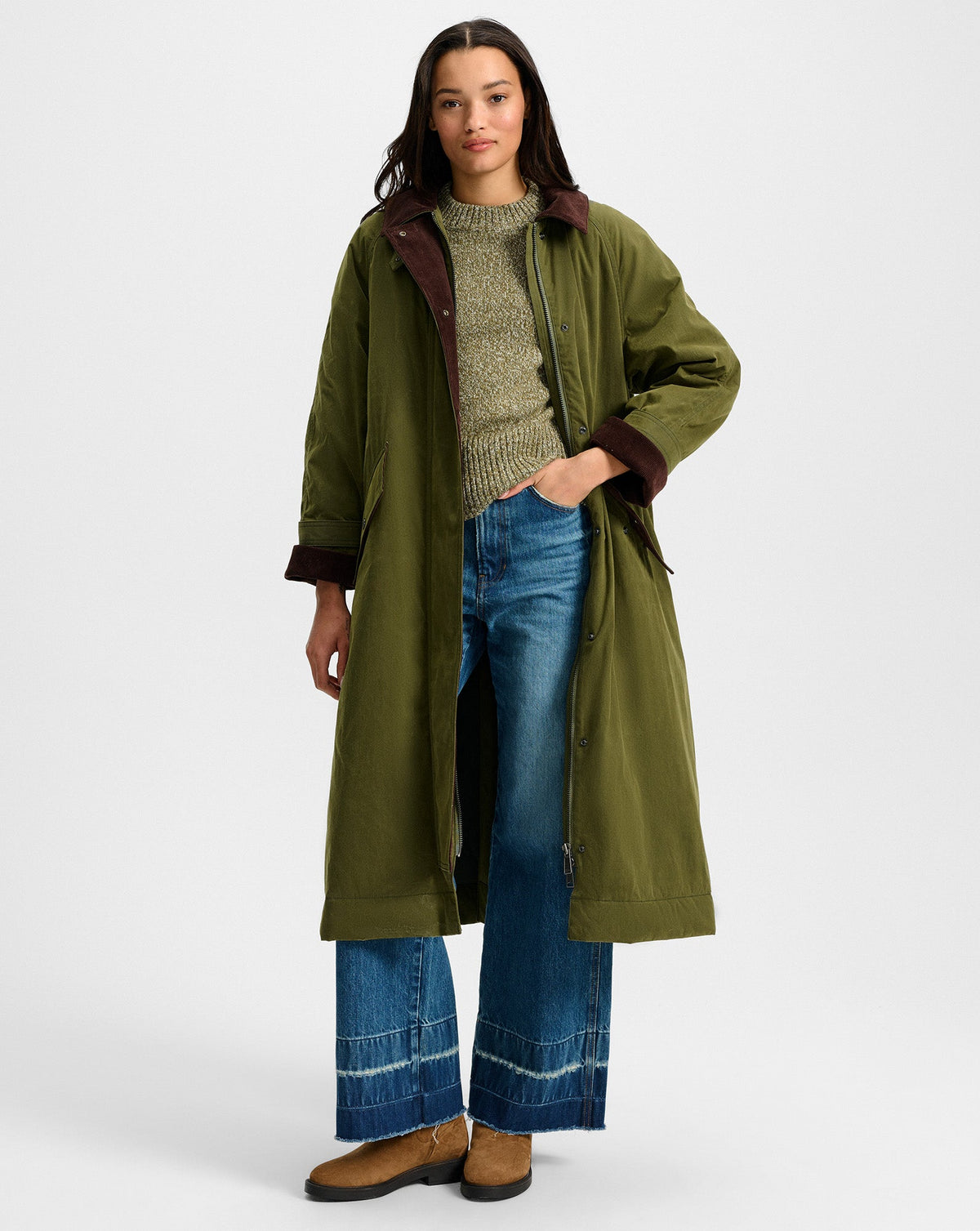 Veronica Beard | Creswell Shearling Mid-Calf Boot in Tan Suede Hazelwood