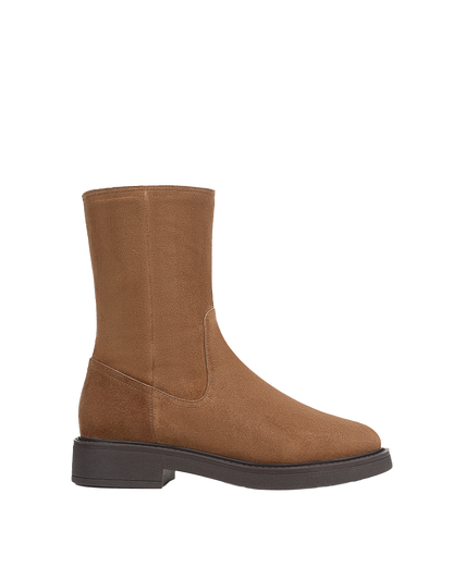 Veronica Beard | Creswell Shearling Mid-Calf Boot in Tan Suede Hazelwood