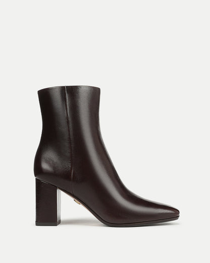 Veronica Beard | Cera Leather Ankle Boot in Burgundy Dark Raisin