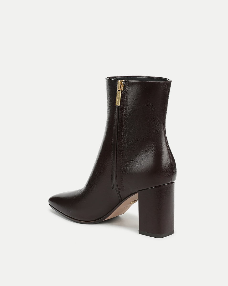 Veronica Beard | Cera Leather Ankle Boot in Burgundy Dark Raisin