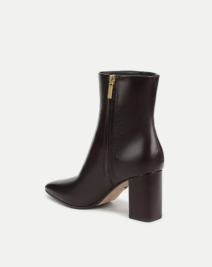 Veronica Beard | Cera Leather Ankle Boot in Burgundy Dark Raisin