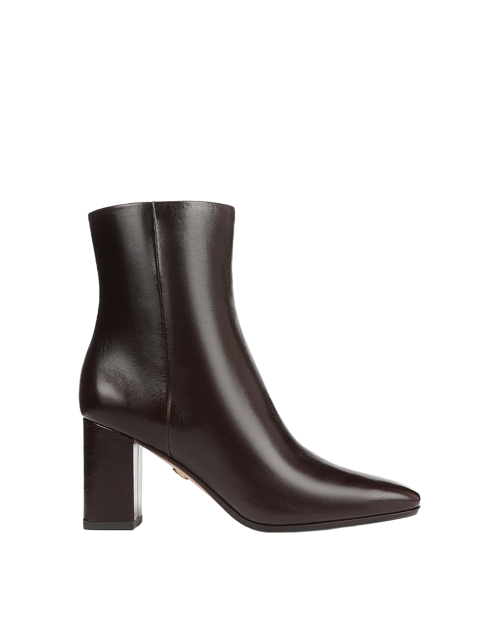 Veronica Beard | Cera Leather Ankle Boot in Burgundy Dark Raisin
