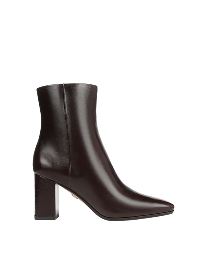 Veronica Beard | Cera Leather Ankle Boot in Burgundy Dark Raisin