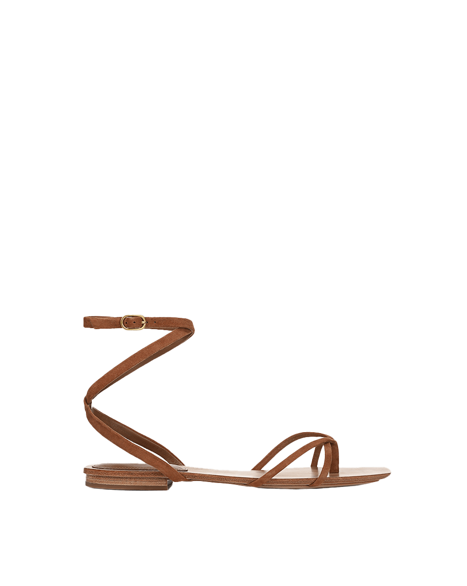 Veronica Beard | Allegra Suede Ankle-Wrap Sandal in Brown Hazelwood