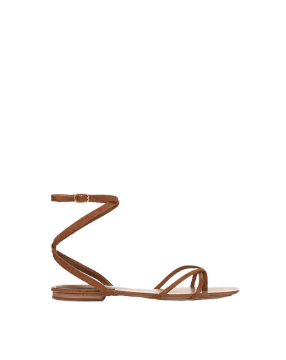 Veronica Beard | Allegra Suede Ankle-Wrap Sandal in Brown Hazelwood