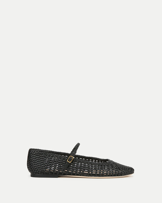 Veronica Beard | Ellie Woven-Leather Flat in Black Black