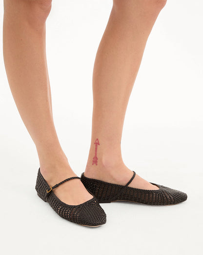 Veronica Beard | Ellie Woven-Leather Flat in Black Black