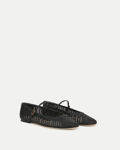 Veronica Beard | Ellie Woven-Leather Flat in Black Black