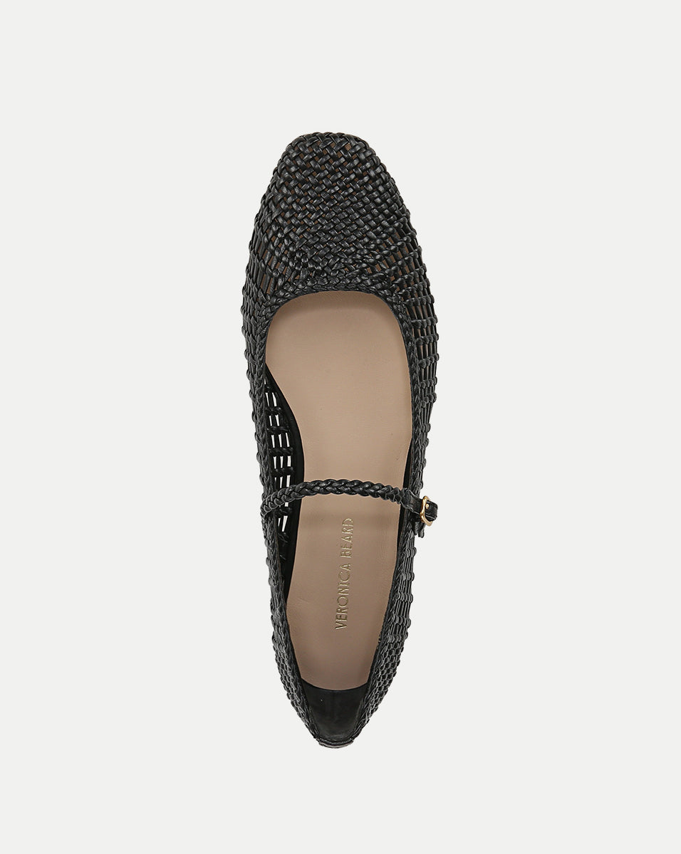 Veronica Beard | Ellie Woven-Leather Flat in Black Black