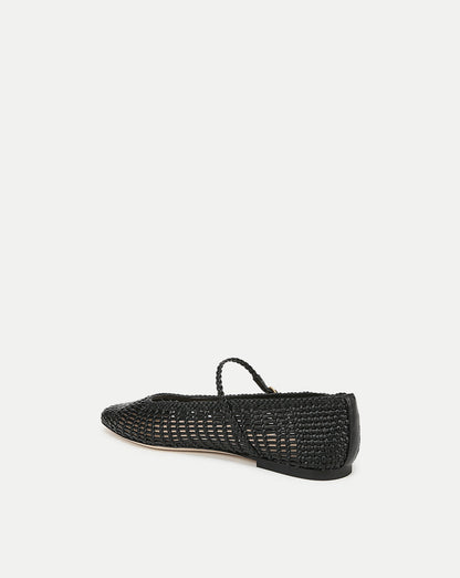 Veronica Beard | Ellie Woven-Leather Flat in Black Black