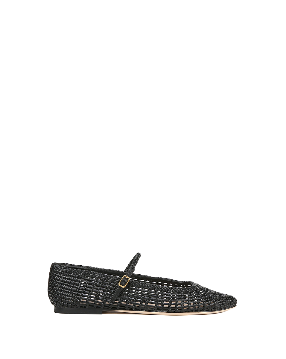 Veronica Beard | Ellie Woven-Leather Flat in Black Black