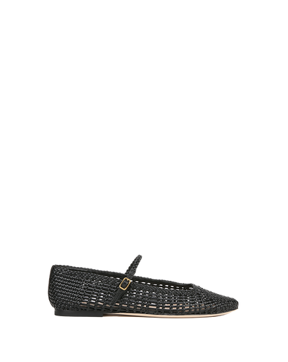 Veronica Beard | Ellie Woven-Leather Flat in Black Black