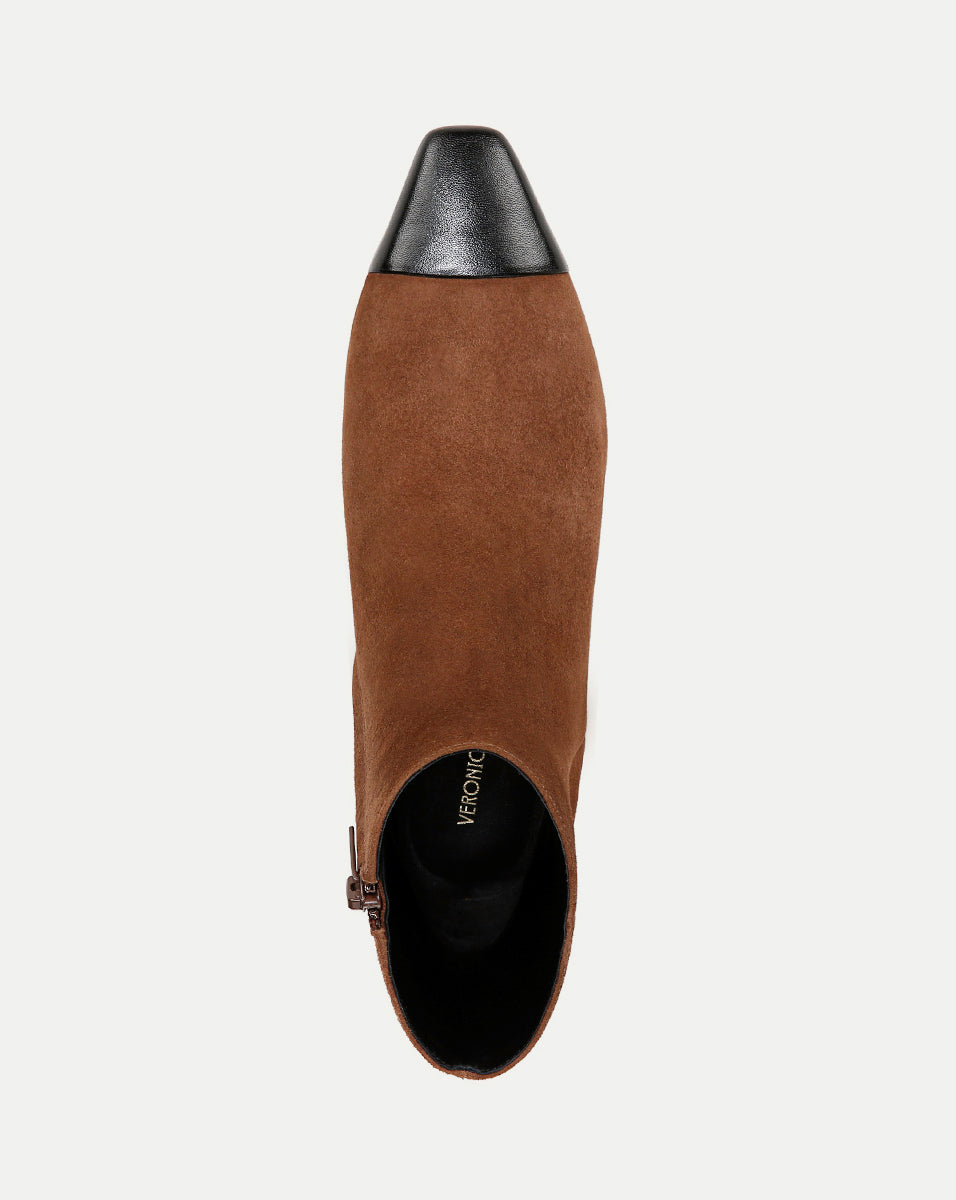 Veronica Beard | Cecile Suede Cap-Toe Bootie in Cedar/Black Cedar/Black