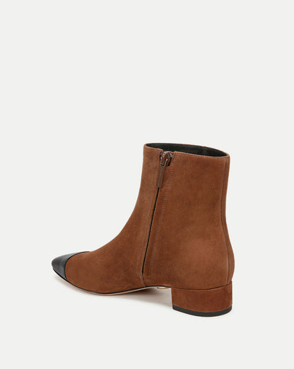 Veronica Beard | Cecile Suede Cap-Toe Bootie in Cedar/Black Cedar/Black