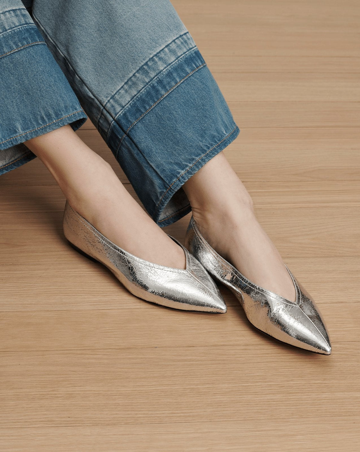 Veronica Beard | Bancroft Metallic Flat in Silver Silver