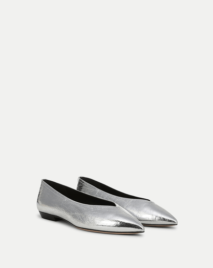Veronica Beard | Bancroft Metallic Flat in Silver Silver