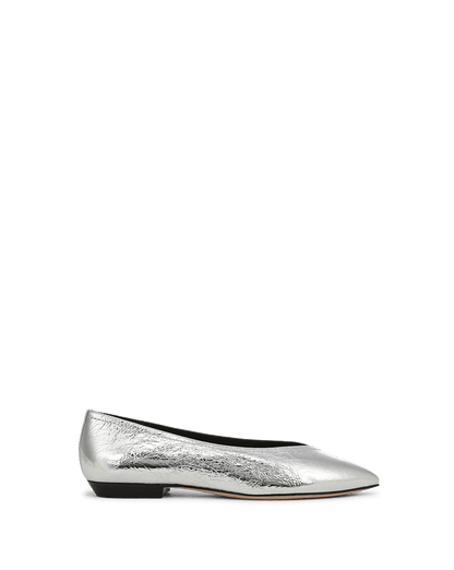 Veronica Beard | Bancroft Metallic Flat in Silver Silver