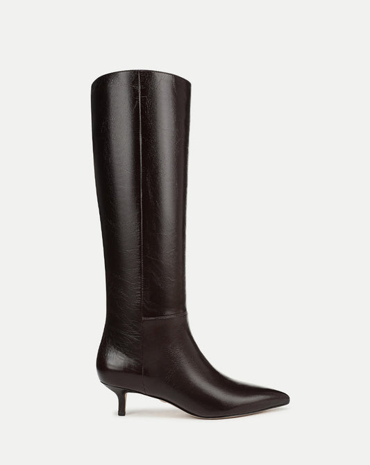 Veronica Beard | Lisa Kitten-Heel Boot in Dark Raisin Dark Raisin