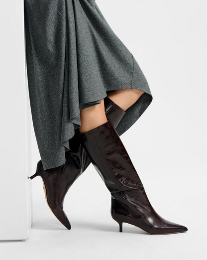 Veronica Beard | Lisa Kitten-Heel Boot in Dark Raisin Dark Raisin