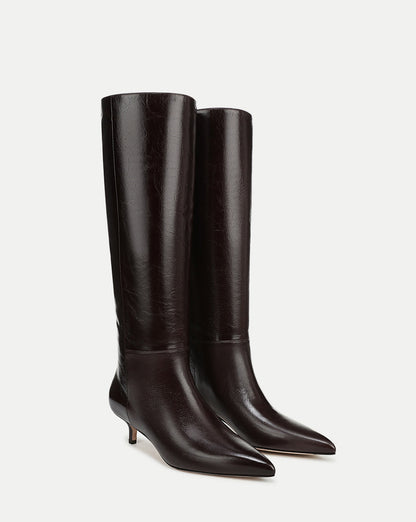 Veronica Beard | Lisa Kitten-Heel Boot in Dark Raisin Dark Raisin
